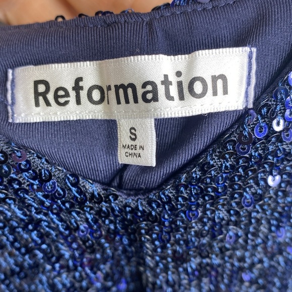 Reformation Jimmy Navy Sequin Mini‎ Dress NWT - Picture 8 of 9